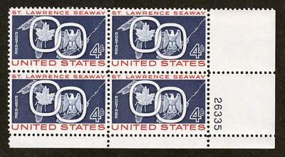US #1131 St. Lawrence Seaway, Plate Block of 4, MNH Stamps - Image 1 of 2
