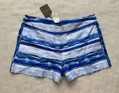 NWT Tommy Bahama Womens Sz 14 Silk Shorts Watercolor/Waves Blue White Lined - Image 1 of 4