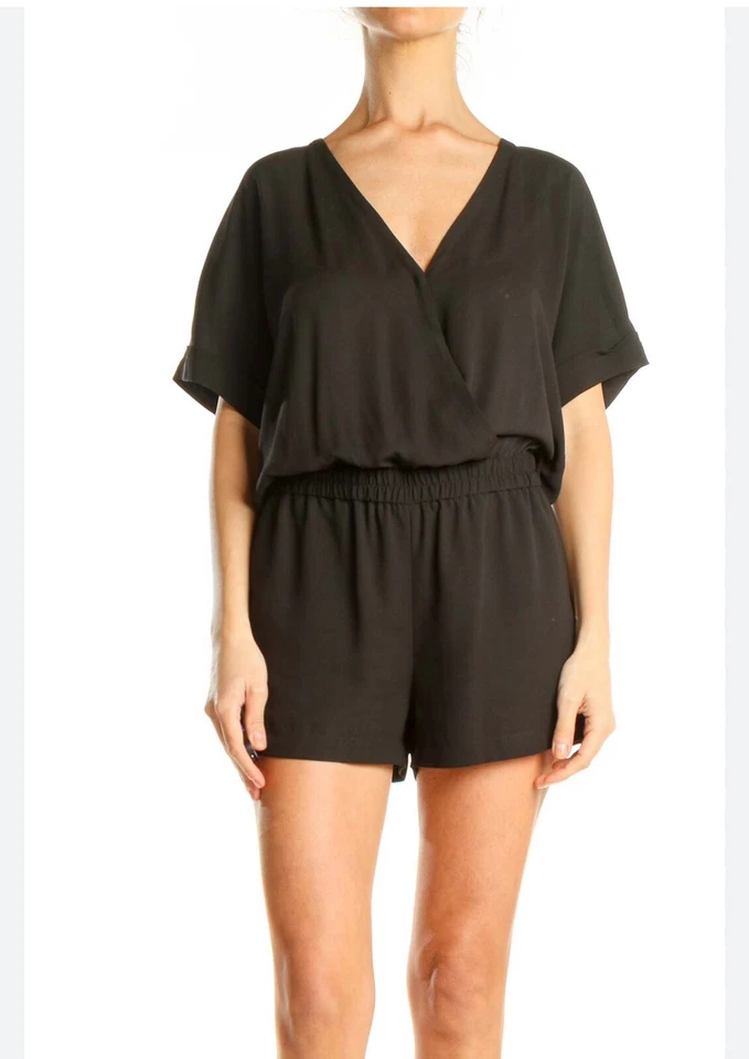 BCBG MaxAzria Quincey 黑色透明连身裤 S 码短裤口袋                     — 第 1/4 张图片