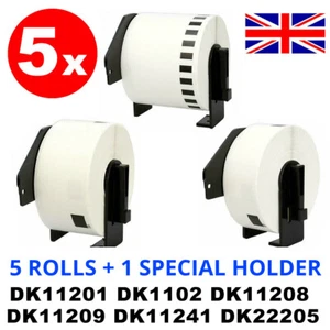 5 X THERMAL LABELS FITS BROTHER QL PRINTER DK11201 11202 11208 11209 11241 22205 - Picture 1 of 9