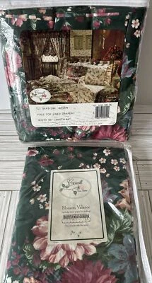 Cortinas vintage forradas com vara Croscill e blusa combinando Valance GRANADA Grannycore - Imagem 1 de 4