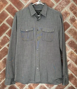 John Varvatos Luke Long Sleeve Button Up Shirt Mens Size Medium Gray - Picture 1 of 9
