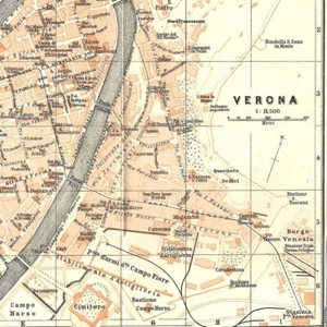Verona (Vérone)  - Italie Ville Géographie - Carte ancienne 1906 - Foto 1 di 2