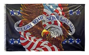 "All Gave Some, Some Gave All" American Bald Eagle Flag 3X5 - Picture 1 of 1