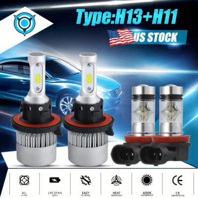 H13 LED Headlight + H11 Fog Light For Nissan Sentra 2004-2012 Ford Mustang 05-12 — 第 1/4 张图片