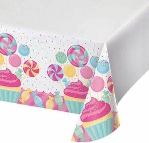 Candy Sweets Cupcakes Lollipops Tablecloth | Vibrant Party D�cor for Birthdays |