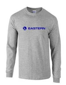 Eastern Airlines Blue Retro Logo Shirt Aviation Sport Gray Long Sleeve T-shirt - Picture 1 of 3