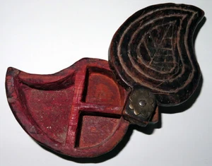 Vintage Wooden Lidded Tray Indian Bindi Spot Stain Spice Holder - Picture 1 of 4