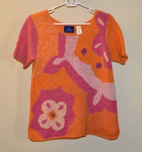 j.h. Collectibles Vintage 90s Short Sleeve Color Blocked Sweater Size M - Picture 1 of 9