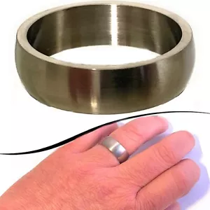 Anello in acciaio inox da uomo donna fedina fede liscia mignolo pollice argento - Foto 1 di 8