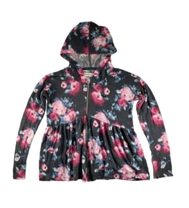 Abercrombie & Fitch Kids Full Zip Hoodie Peplum Floral Ruffle Girls 11/12 - Picture 1 of 3