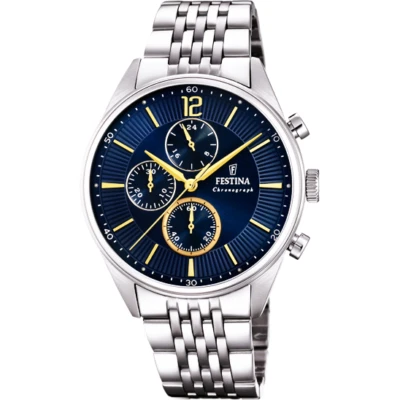 Orologio Uomo Cronografo Festina Timeless F20285/3 Con Quadrante Blu - Immagine 1 di 4