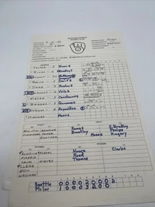 1987 Milwaukee Brewers 7/21/87 Team Game Used Plan RARE BP order VS Mariners - Picture 1 of 6