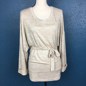 Lucky Brand Tan Space Dye Tie Top Womens XL 3/4 Sleeve Scoop Neck Casual - Picture 1 of 12