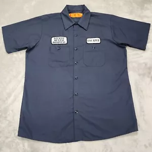 Red Kap Shirt Mens Large Blue State Mental Hospital Escapee Mechanic Bowling - Picture 1 of 7