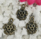 Free Ship 110 pcs bronze plated flower charms 15X11mm H-2848