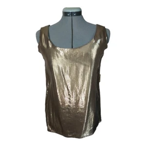 Evan Picone Gold Shimmer Metallic Sleeveless Knit Holiday Tank Top Size 4 New - Picture 1 of 4