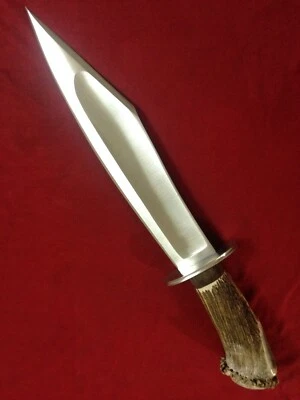 RaB ручной работы Crown олень рога горы человек Bowie нож в 1/4» толщиной D2 стали - Изображение 1 из 4