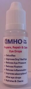MSM eye drops. Reduce floaters, red eye, dry eye, eye pressure, sharpen vision.