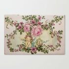 Gorgeous Shabby Chic Sweet Cherub and Pink Roses painting Giclee Canvas Print