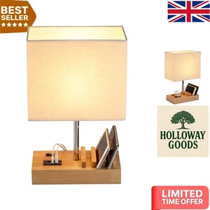 Chic LED Desk Lamp with 3 USB Ports & Wooden Base – Perfect for Home & Office - Picture 1 of 9