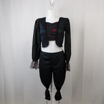 Sexy Gothic Pirate Lady Halloween Costume Top Pants Bandana - 8-10 Medium #1316 - Image 1 of 4