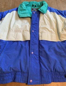 Vintage Field Stream Jacket Mens Large Green Colorblock Nylon 90s Puffer - Picture 1 of 18