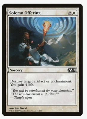 Solemn Offering | Magic 2014 M14 | MTG | EDH Pauper Removal | Common | LP-NM - Image 1 of 3
