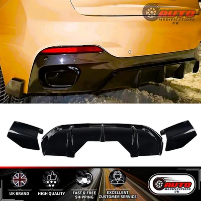 AUTO MODIFICATIONS UK BMW X6 F16 Gloss Black Rear Diffuser Lip Valance Bumper + Side Spats M Sport Kit