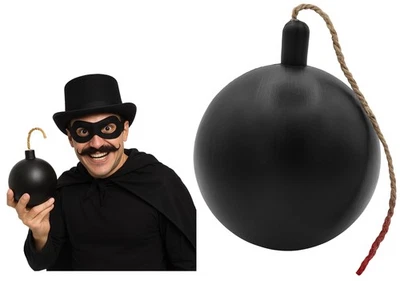 Plastic Black Fake Round Cartoon Bomb Prop Pretend Halloween Costume Accessory - Image 1 of 4