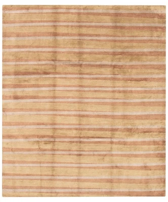 Traditional Khaki 8'0" x 9'10" Hand-knotted Oriental Carpet Wool Area Rug - Image 1 of 4