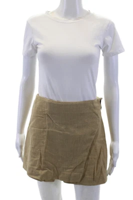 Zara Womens A Line Mini Skort Beige Cotton Size Medium - Image 1 of 4