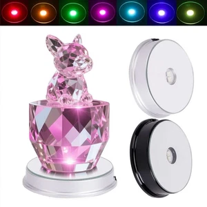 Luce Rotante Led Cambia Colore Vetro Cristallo Espositore Base Stand Decorazione - Foto 1 di 15