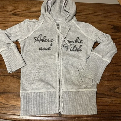 VTG Abercrombie & Fitch Sweatshirt Womens Y2K Zip Hoodie Spell Out Logo Moose - Image 1 of 4