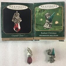 Hallmark Precious Pewter Miniature Ornament Lot Crystal Claus/Radiant Christmas