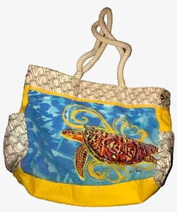 Guy Harvey Turtle Beach Tote Bag 10”x14” Fishing Nautical Boating Animal EUC - Picture 1 of 12
