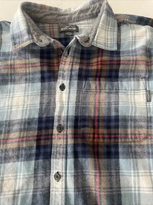 Eddie Bauer Button Up Flannel Shirt Women's XL Blue Brown Plaid Long Sleeve - Picture 1 of 5