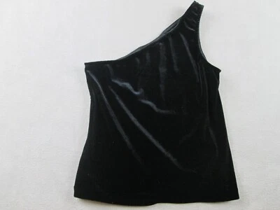 Necessary Objects Blouse Womens S Black Velvet Asymmetrical One Shoulder - Image 1 of 4