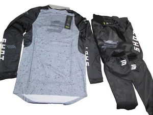 SHOT RACE GEAR MOTOCROSS PANTS + JERSEY SET - 34" WAIST + XL JERSEY  GREY/BLK - Picture 1 of 19