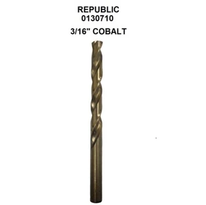 NEW 1pc Republic USA 3/16" Cobalt Heavy-Duty Jobber Twist Drill, 0130710 - Picture 1 of 4