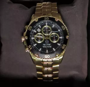 Orologio Bulova Da Uomo Marine Star Oro Cronografo Inox Quadrante Nero Stile 98B406 - Foto 1 di 8