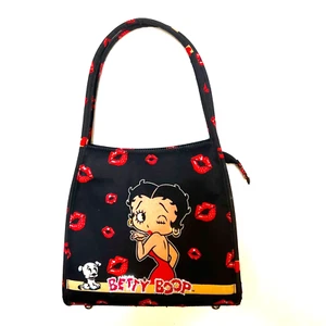 Betty Boop Handbag with Bling Black w Red Lips Silver Studs 9 x 8 x 3in NWOT - Picture 1 of 7