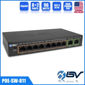 8 Port PoE+ Switch with 2 Gigabit Uplink Max 96W Extend to 250M 802.3af/at - Picture 1 of 7
