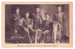 1907 Antique Kraehwinkel Concert Band Group Photo Peoria, ILL. - Picture 1 of 2