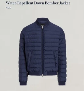 Ralph Lauren Polo RLX Men’s Bomber Jacket Down Filled Navy Medium New - Picture 1 of 16