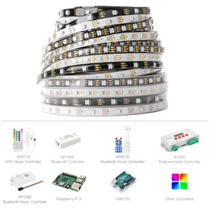 WS2812B RGBIC LED Strip Light Addressable Rainbow Pixel tape lamp 30/60/144LED/M - Picture 1 of 11