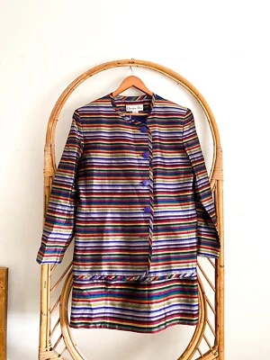 Blazer y falda vintage Christian Dior para mujer mezcla de seda traje rayas Foto 1 de 4