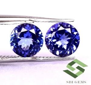 6 mm Certified Natural Tanzanite Round Cut Pair 2.07 CTS Calibrated Loose Gems - Picture 1 of 5