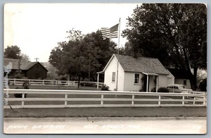 Postcard RPPC West Branch IA c1930s Herbert Hoover Birthplace Flag Parkside Dr - Picture 1 of 2