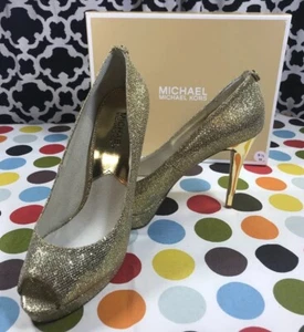 Michael Kors York Platform Gold Metallic Leather Size - 9.5 NIB - Picture 1 of 6